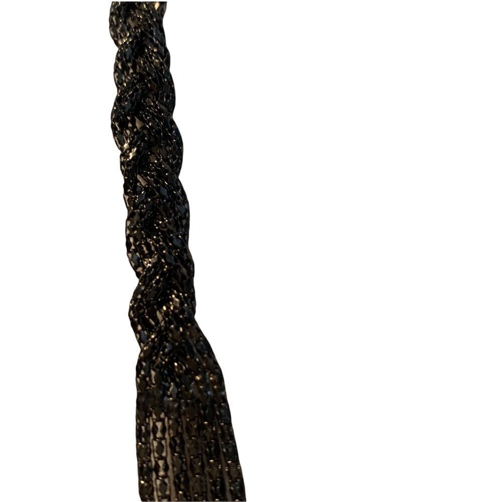 Dark Brown Sparkly Braided 6 Layered Chain Necklace - Picture 4 of 5